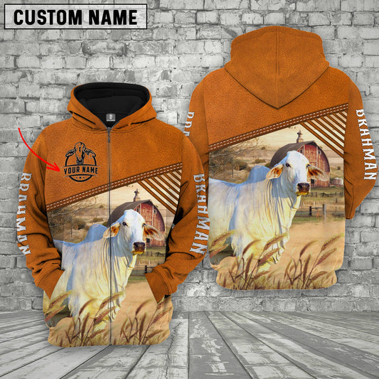 Uni Personalized Name Brahman Barn Farm 3D Hoodie