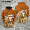 Uni Personalized Name Texas Longhorn Barn Farm 3D Hoodie