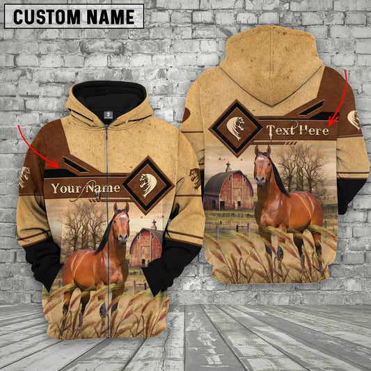 Uni Horse On Farms Custom Name Printed 3D Hoodie