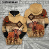 Uni Red Angus On Farms Custom Name Printed 3D Hoodie