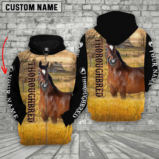 Uni Personalized Name Thoroughbred Horse House On The Farm 3D Hoodie