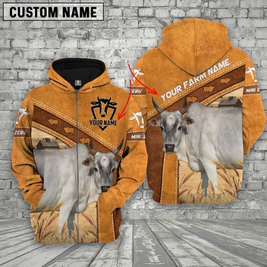 Uni Mini Zebu Custom Name Printed Cattle 3D Hoodie