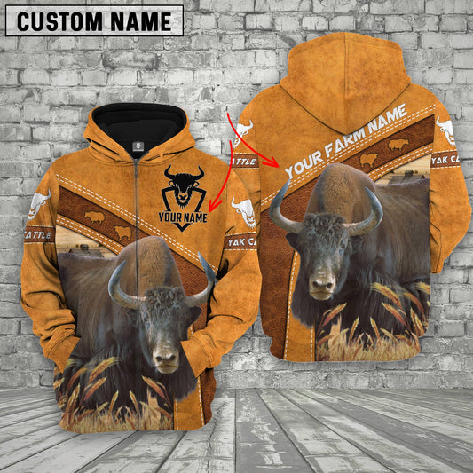 Uni Yak Cattle Custom Name Printed Cattle 3D Hoodie