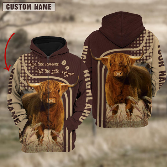 Uni Personalized Name Highland Cattle Hoodie TT1