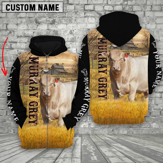 Uni Personalized Name Murray Grey On The Farm All Over Printed 3D Hoodie