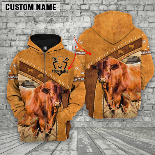 Uni Santa Gertrudis Custom Name Printed Cattle 3D Hoodie