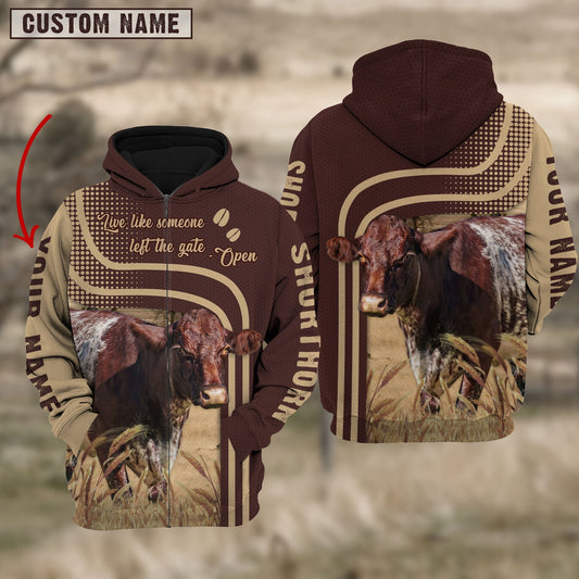 Uni Personalized Name Shorthorn Cattle Hoodie TT14