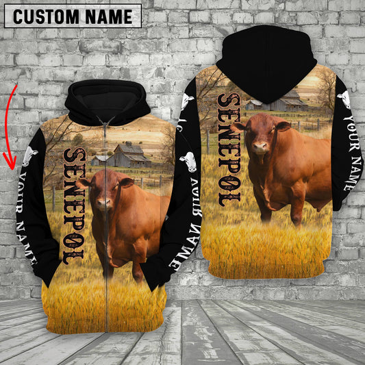 Uni Personalized Name Senepol Cattle 3D Hoodie