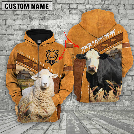 Uni Sheep & Black Baldy Custom Name Printed Cattle 3D Hoodie