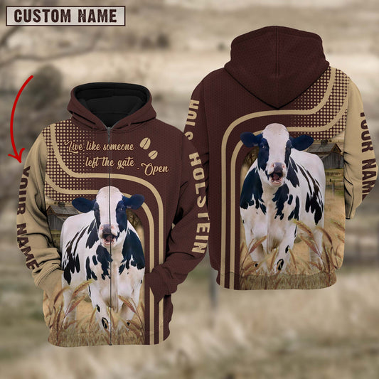 Uni Personalized Name Holstein Cattle Hoodie TT6