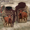 Uni Personalized Name Red Angus Cattle Hoodie TT3