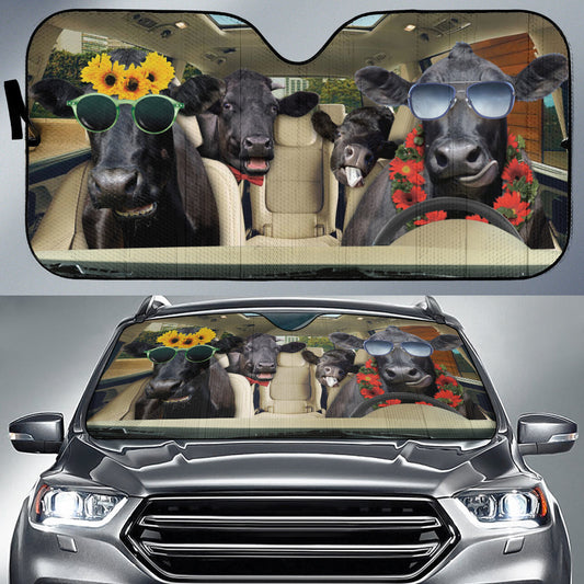 Uni Driving BLACK ANGUS FUNNY All Over Printed 3D Sun Shade