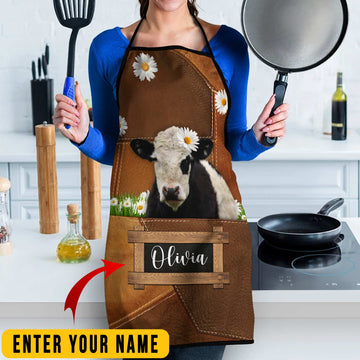 Uni Personalized Name Belted Galloway Cattle All Over Printed 3D Apron