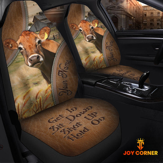 Uni Jersey Customized Name Leather Pattern Car Seat Covers (2Pcs)