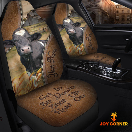 Uni Holstein Customized Name Leather Pattern Car Seat Covers (2Pcs)