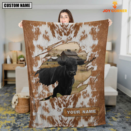 Uni Custom Name Black Angus Cow Hair Pattern Blanket