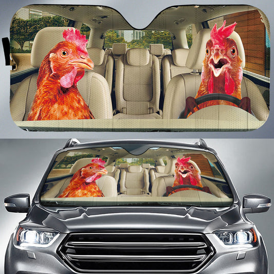 Uni Driving Chickens All Over Printed 3D Sun Shade