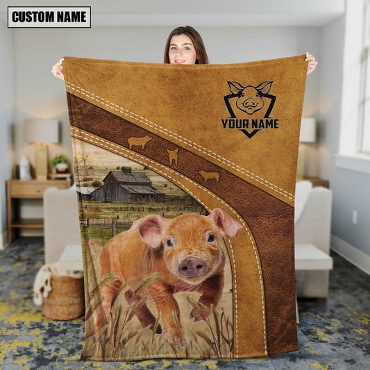 Uni Personalized Name Duroc Pig Brownie Background Blanket