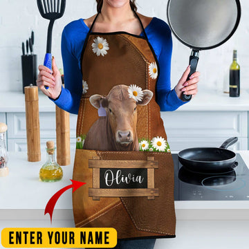 Uni Personalized Name Gelbvieh Cattle All Over Printed 3D Apron