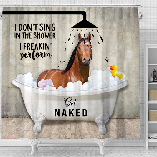 Uni Brown Horse I Don't Sing In The Shower 3D Shower Curtain