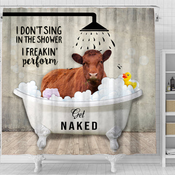 Uni Red Angus I Don't Sing In The Shower 3D Shower Curtain