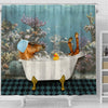 Uni Brown Horse Taking Shower Under The Sea 3D Shower Curtain