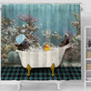 Uni Belted Galloway Taking Shower Under The Sea 3D Shower Curtain