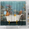 Uni Red Angus Taking Shower Under The Sea 3D Shower Curtain