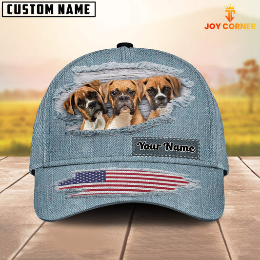 Uni Boxer Dogs Jeans Pattern Customized Name Cap