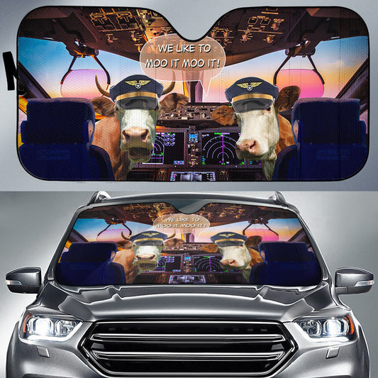Uni Simmental Pilot I Like To Moo It Moo It All Over Printed 3D Sun Shade