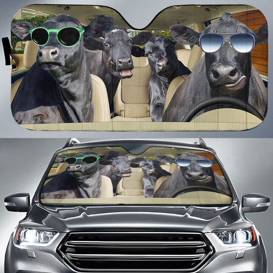 Uni Personalized Name Black Angus CAR All Over Printed 3D Sun Shade