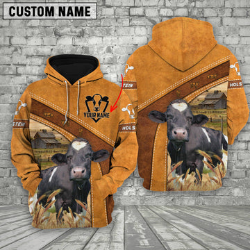 Uni Personalized Name Farm Holstein Cattle Hoodie