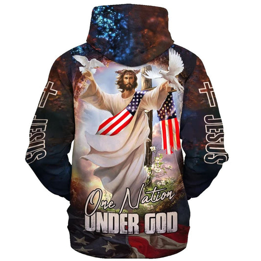 Jesus Dove Hoodie One Nation Under God Hoodies Jesus Hoodie Men & Women, God 3D Printed Hoodie, Christian Apparel Hoodies
