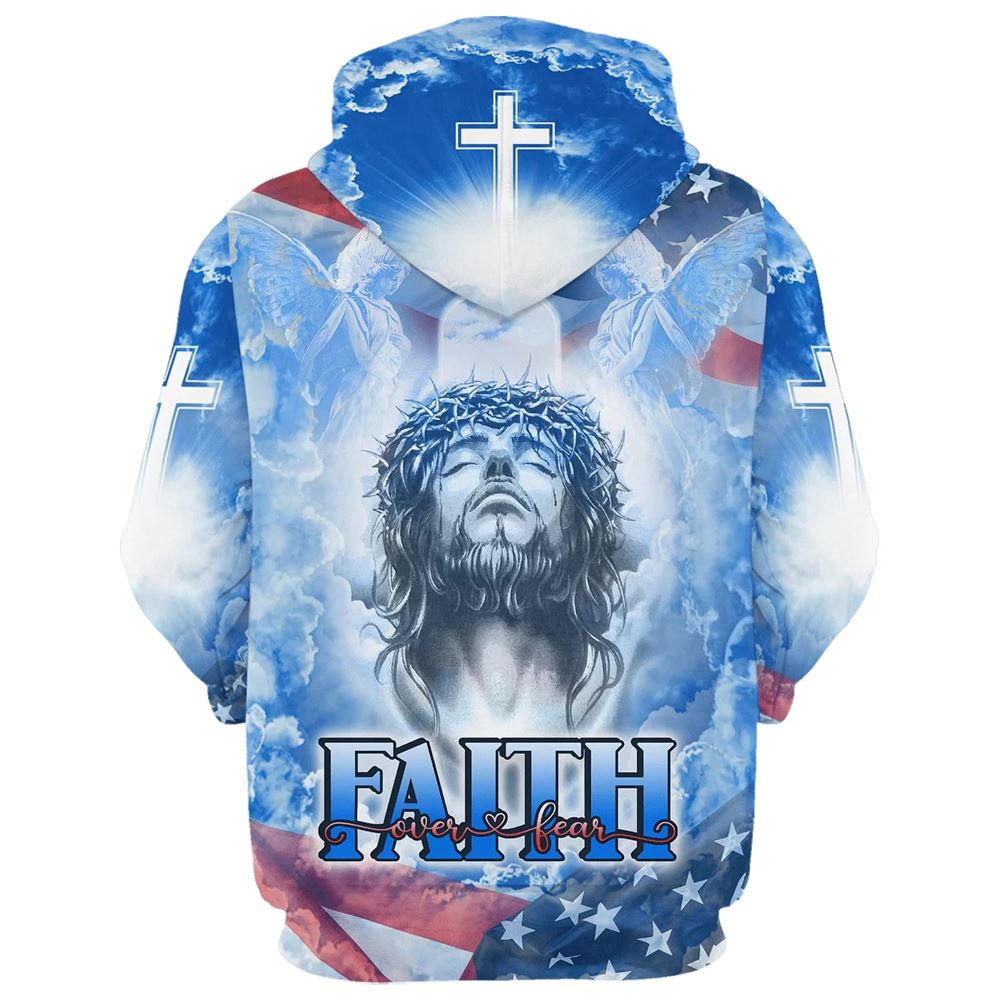 Jesus Faith Over Fear Hoodies Jesus Hoodie Men & Women, God 3D Printed Hoodie, Christian Apparel Hoodies