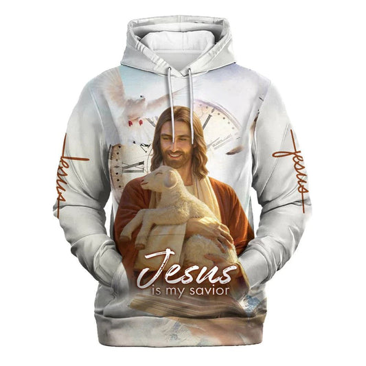 Jesus Holding Lamb Hoodie Jesus Is My Savior Hoodies Jesus Hoodie Men & Women, God 3D Printed Hoodie, Christian Apparel Hoodies