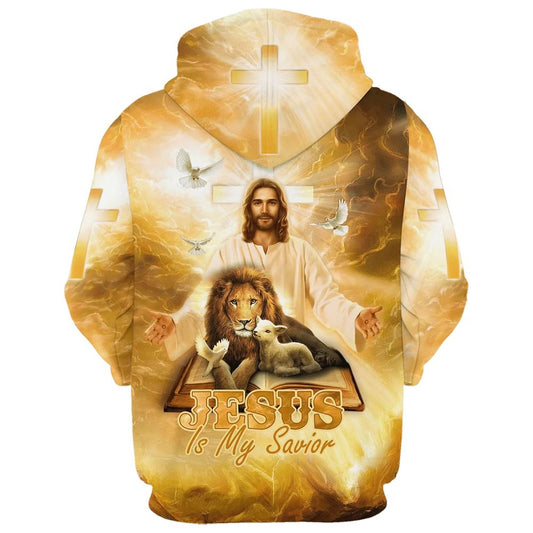Jesus Is My Savior Hoodie Jesus Lion Sheep Dove 3D Hoodies Jesus Hoodie Men & Women, God 3D Printed Hoodie, Christian Apparel Hoodies