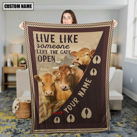Uni Personalized Limousin Live Like Someone Left The Gate Open Blanket