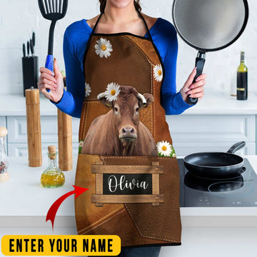 Uni Personalized Name Limousin Cattle All Over Printed 3D Apron