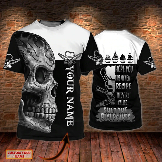 Unijames Personalized Master Chef Skull Tee 3D Shirt, Sublimation Skull Master Chef For Cooking Lover, Present For Chef