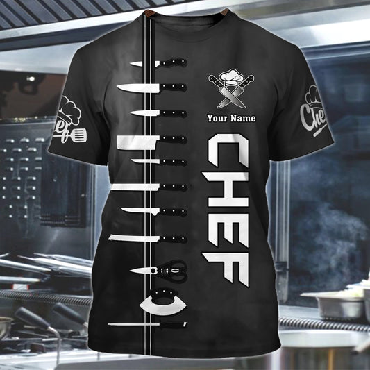 CHEF - Personalized Name 3D Black 01 All Over Printed Shirt