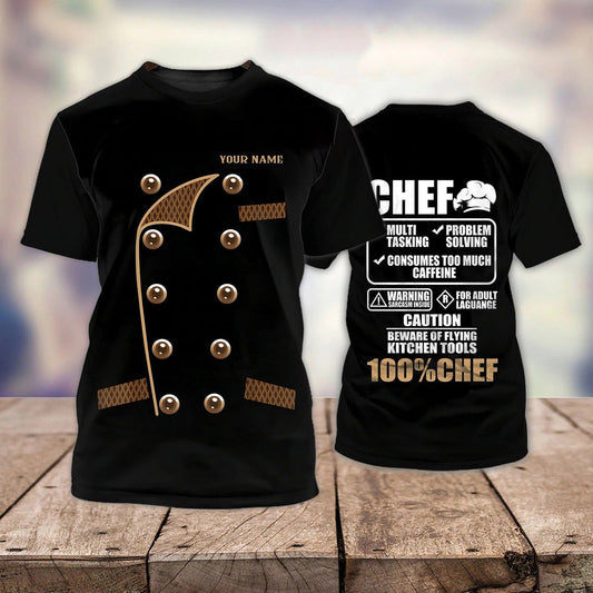 Unijames Chef 3D Shirt, Bakery Chef Full Print Tee Shirt, Personalized Name 3D Tshirt, Sublimation Master Chef T Shirt