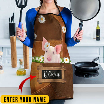 Uni Personalized Name Pig All Over Printed 3D Apron