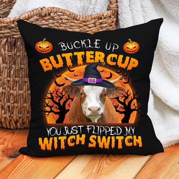 Uni Happy Halloween Simmentals Buckle Up Butter Cup Pillow Case