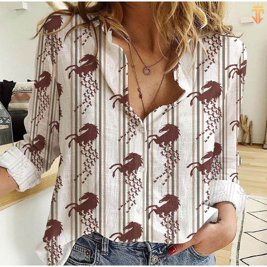 Unique Striped Pattern Horses All Printed 3D Casual Shirt