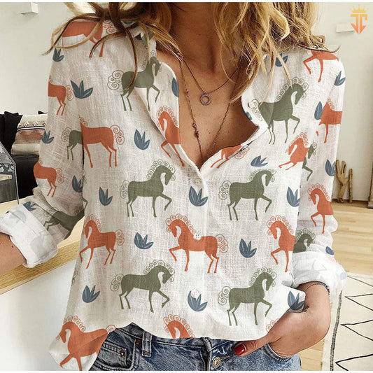 Unique Classic Horses Pattern All Printed 3D Casual Shirt