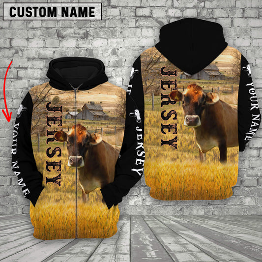 Uni Personalized Name Jersey Cattle On The Farm 3D Shirt
