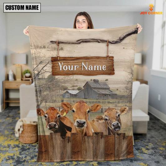 Uni Personalized Name Jersey Wooden Pattern Blanket