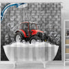 Uni Red Tractor Brick Wall 3D Shower Curtain