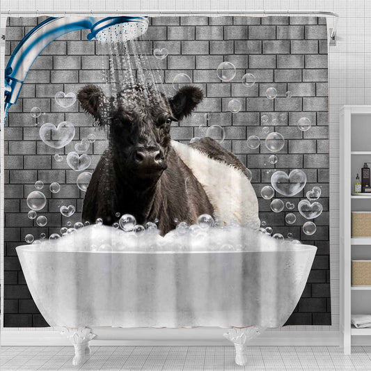 Uni Belted Galloway Brick Wall 3D Shower Curtain