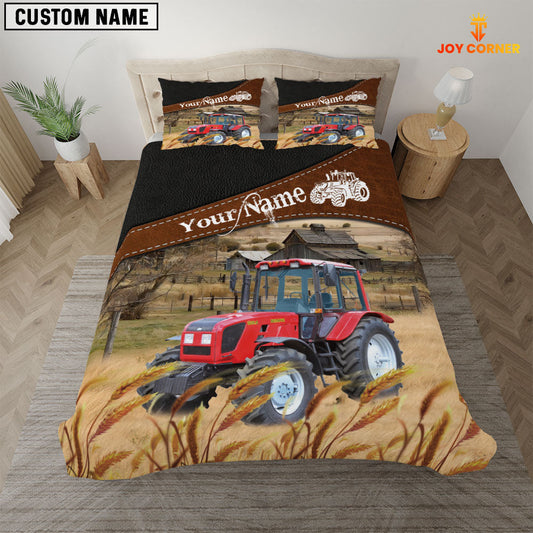 Uni Red Tractor On The Field Customized Name 3D Bedding Set
